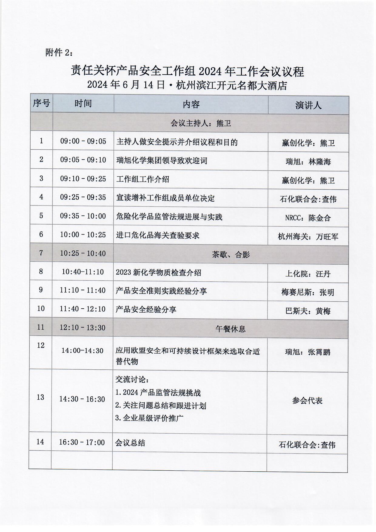 CPCIF,责任关怀,产品安全,工作组,会议